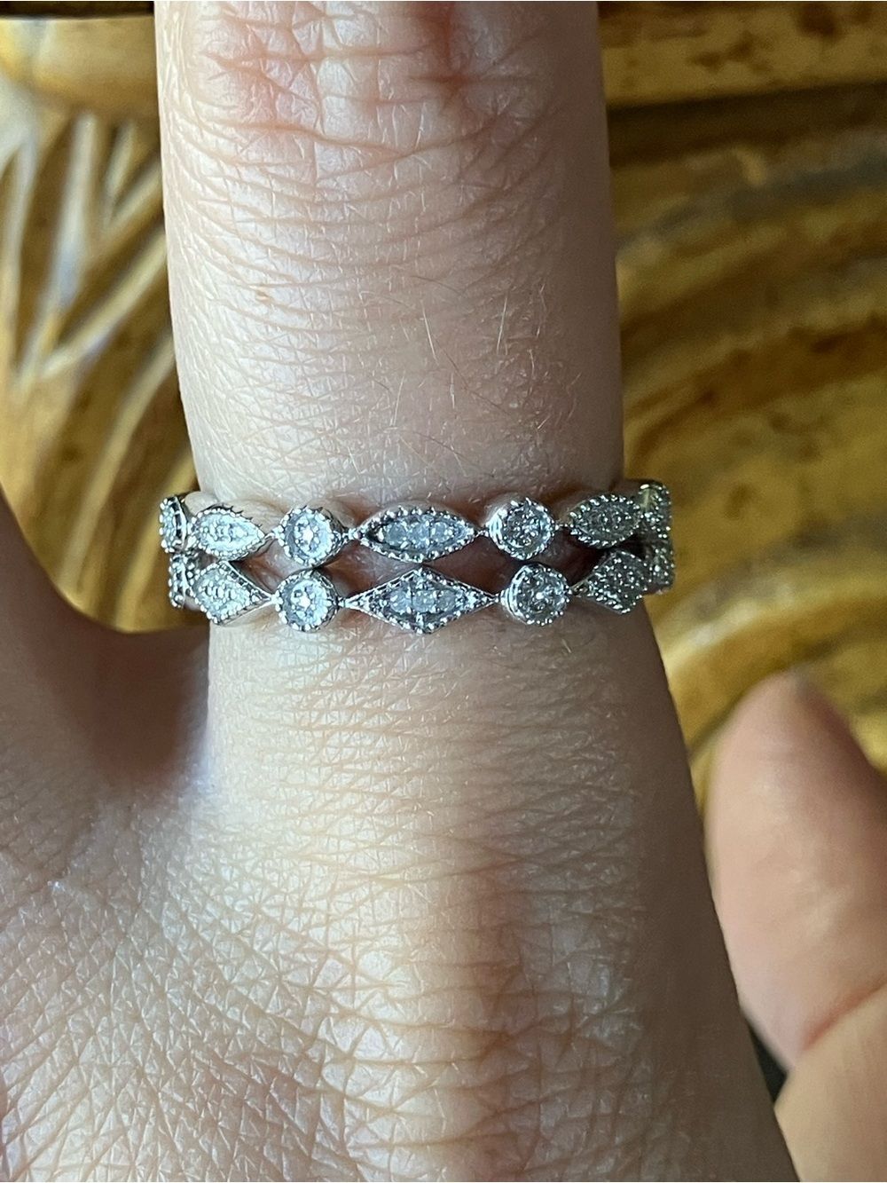 Natural White Diamond Sterling Silver Ring Set Size 9